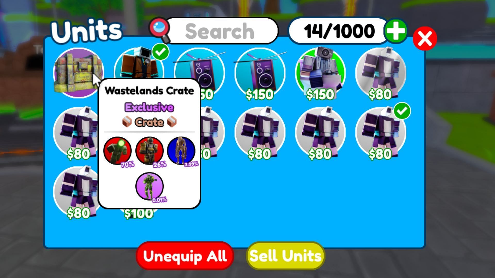 The Wastelands Crate in Toilet Tower Defense (Image via Roblox)